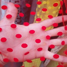 Ткань Сетка флок горох (красный)